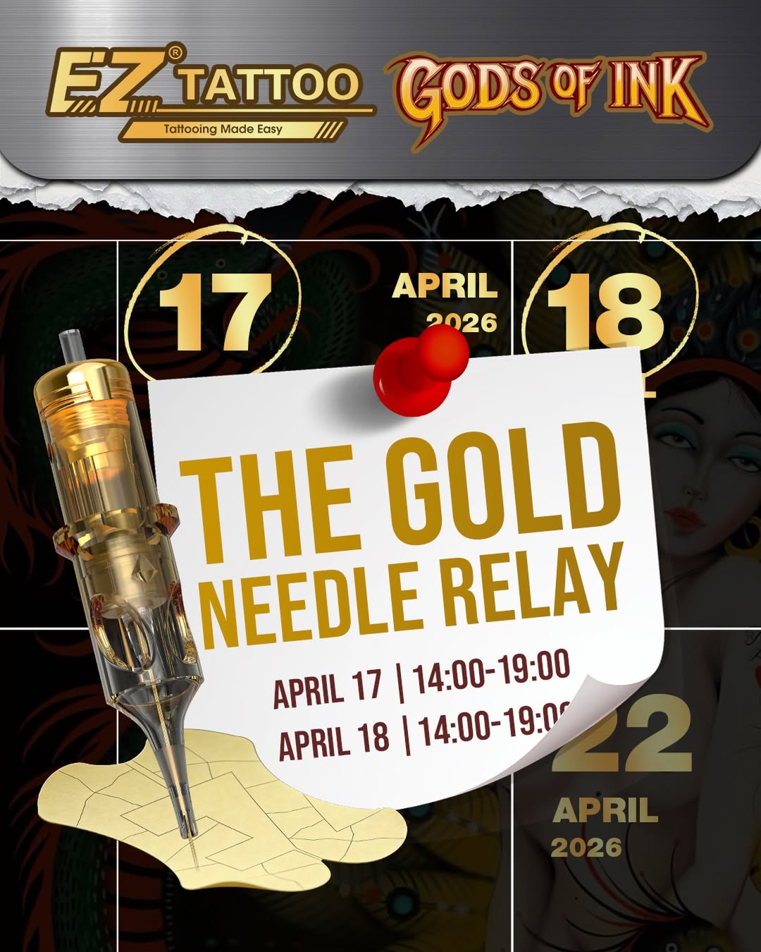 EZ Tattoo at Gods of Ink 2026 — The Gold Needle Relay is Coming to Frankfurt