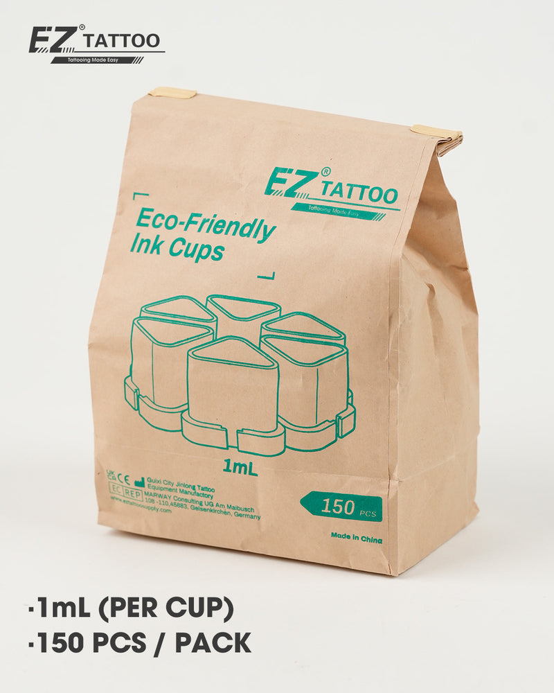 EZ Tattoo Biodegradable Connectable Ink Cups – 1mL, 150PCS