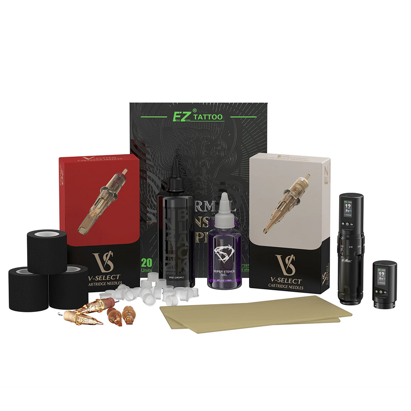 Filter X30 Wireless Tattoo Machine Zuper Black Beginners Tattoo Kit-Full Set - EZ TATTOO SUPPLY