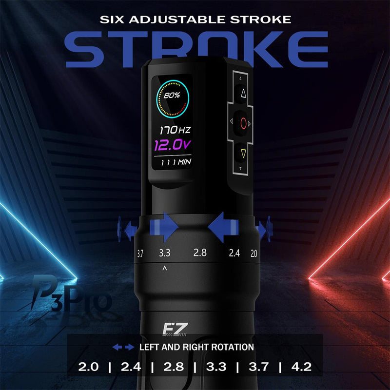 EZ P3 Pro Adjustable Stroke Wireless Tattoo Pen Advanced Bundle - EZ TATTOO SUPPLY