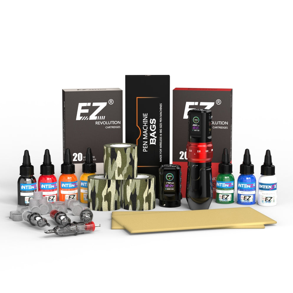 EZ P3 Pro Tattoo Machine 7 Color Basic Tattoo KitFull Set — EZ TATTOO