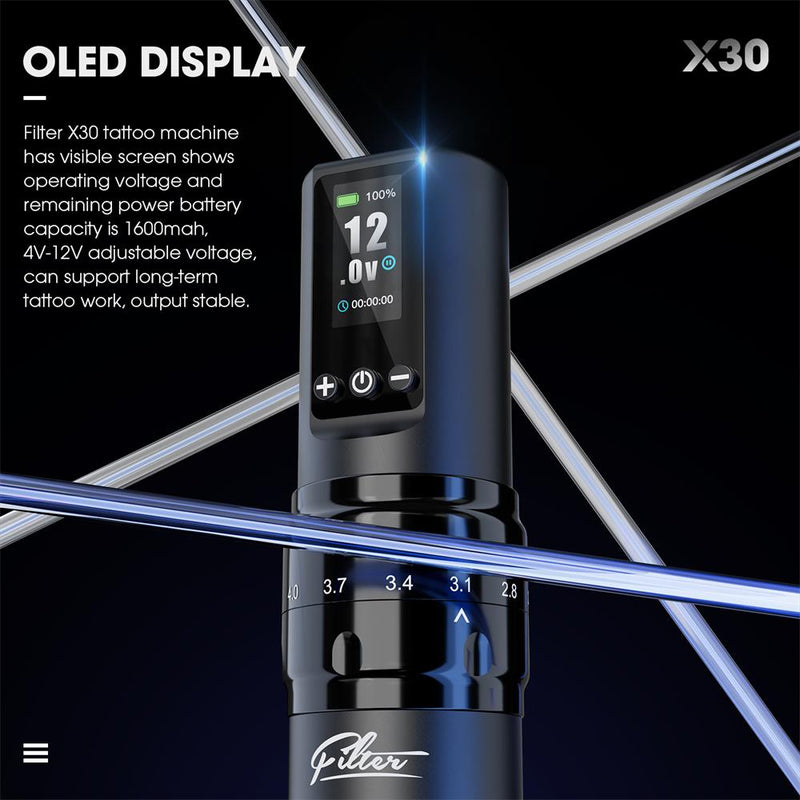 Filter X30 Six Options Adjustable Stroke Wireless Tattoo Machine Beginners Kits - EZ TATTOO SUPPLY
