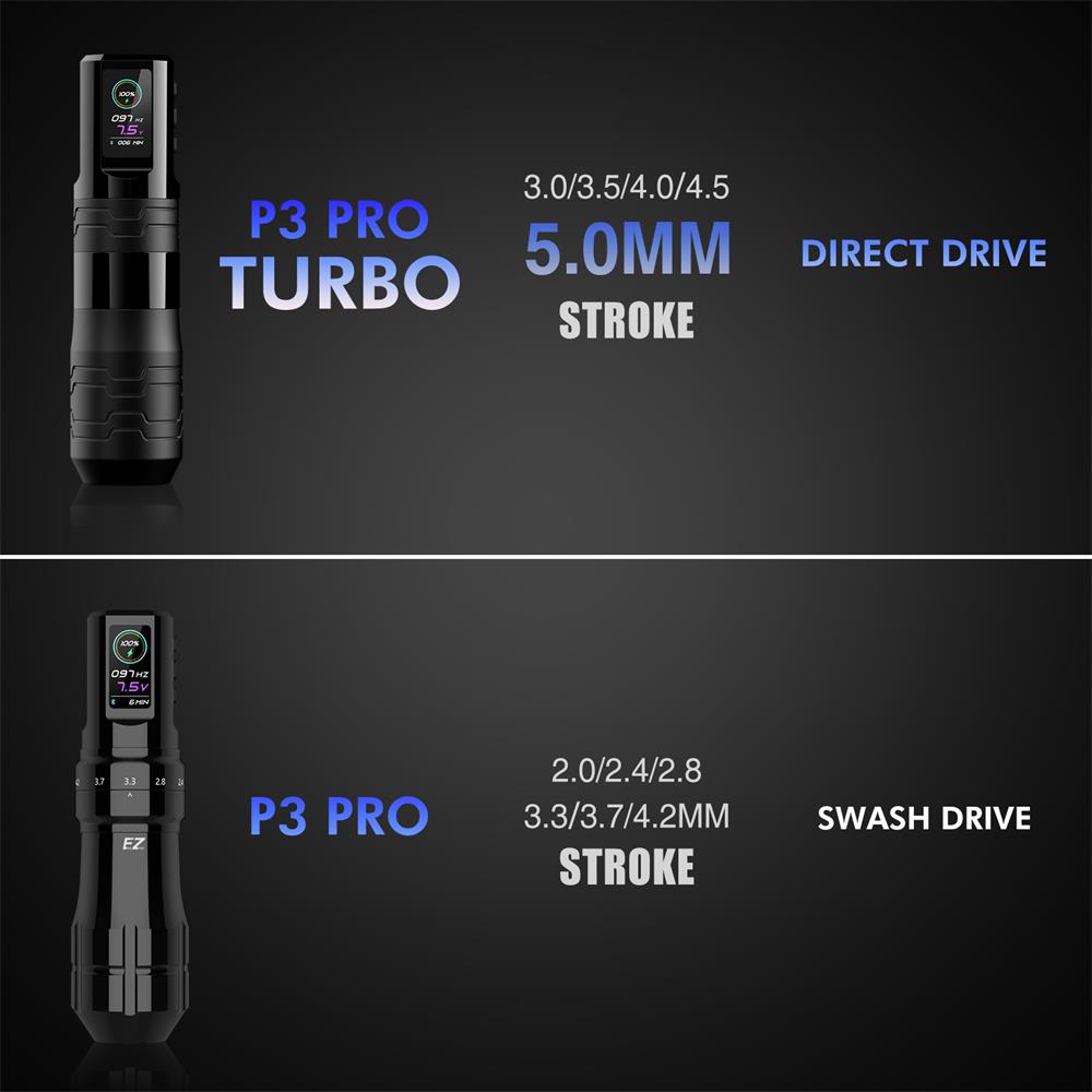 EZ P3 Pro Turbo Adjustable Stroke Wireless Tattoo Pen Advanced Bundle -  Green / Pen