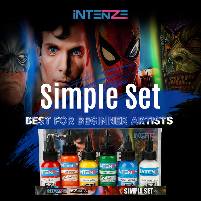 Intenze Tattoo Ink 6 Color Simple Set - EZ TATTOO SUPPLY