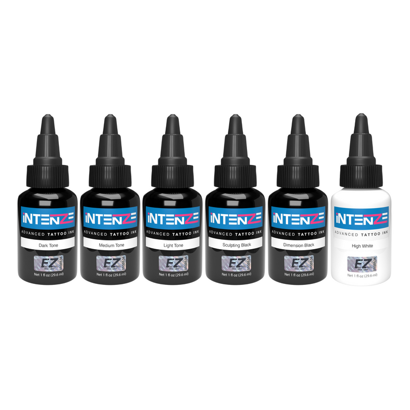 Black and Grey Intenze Tattoo Ink Set-Bob Tyrrell - EZ TATTOO SUPPLY