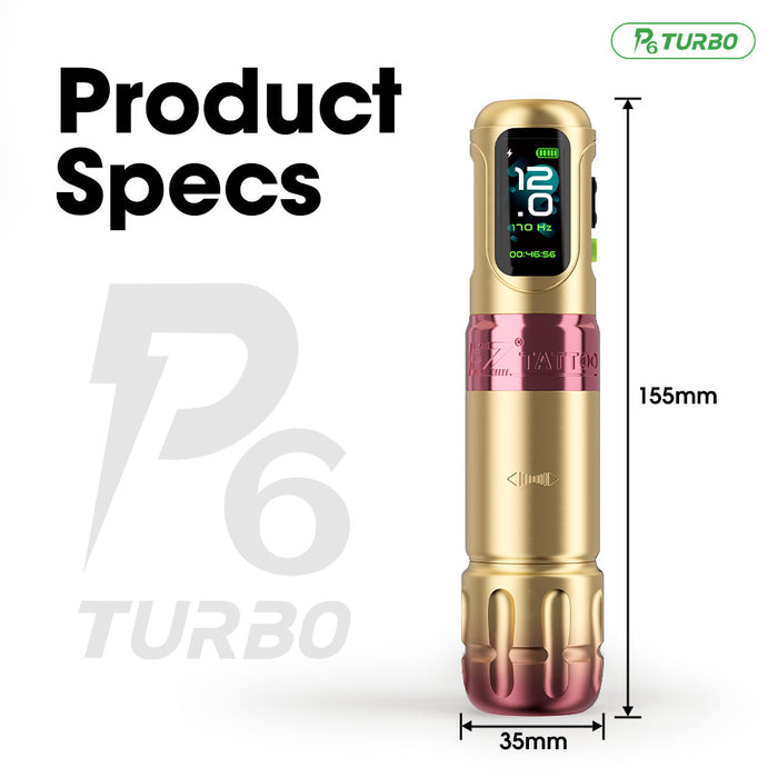 EZ P6 Turbo Direct Drive Adjustable Stroke Wireless Tattoo Machine 1.0–5.0mm