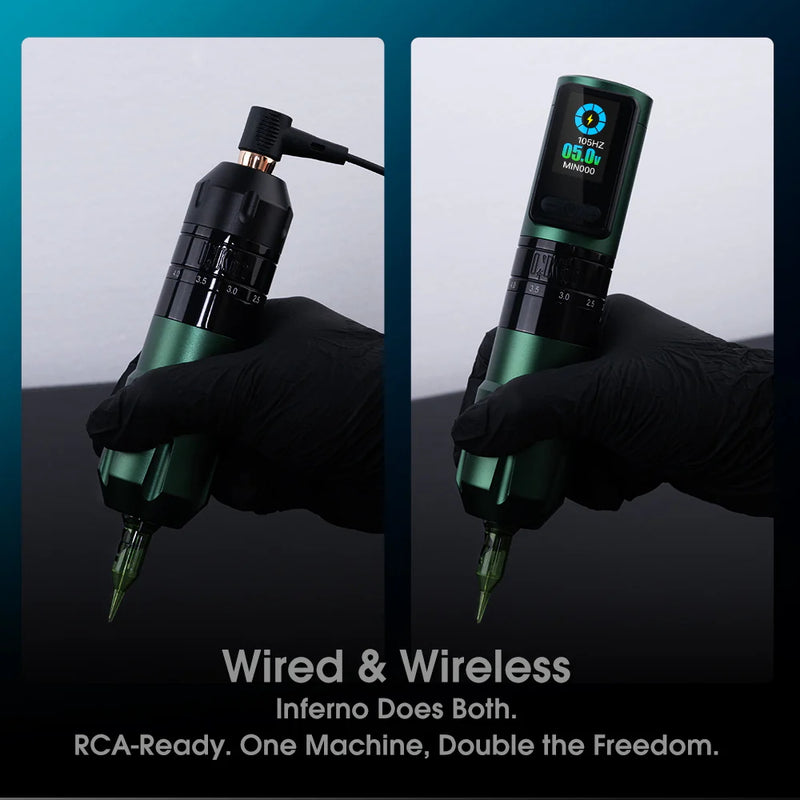 Inferno Wireless Tattoo Pen Kit – 2.0–4.5mm Adjustable Stroke | 5 Essential Colors - EZ TATTOO SUPPLY