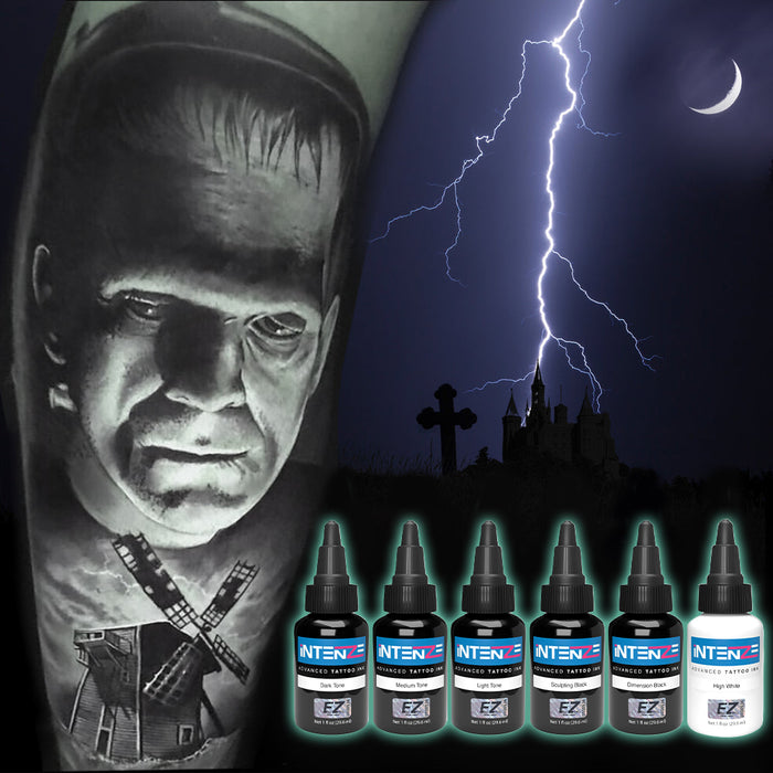 Ez p3 pro Turbo Black and Grey 6 Color Tattoo Kit-5.0mm Stroke - EZ TATTOO SUPPLY