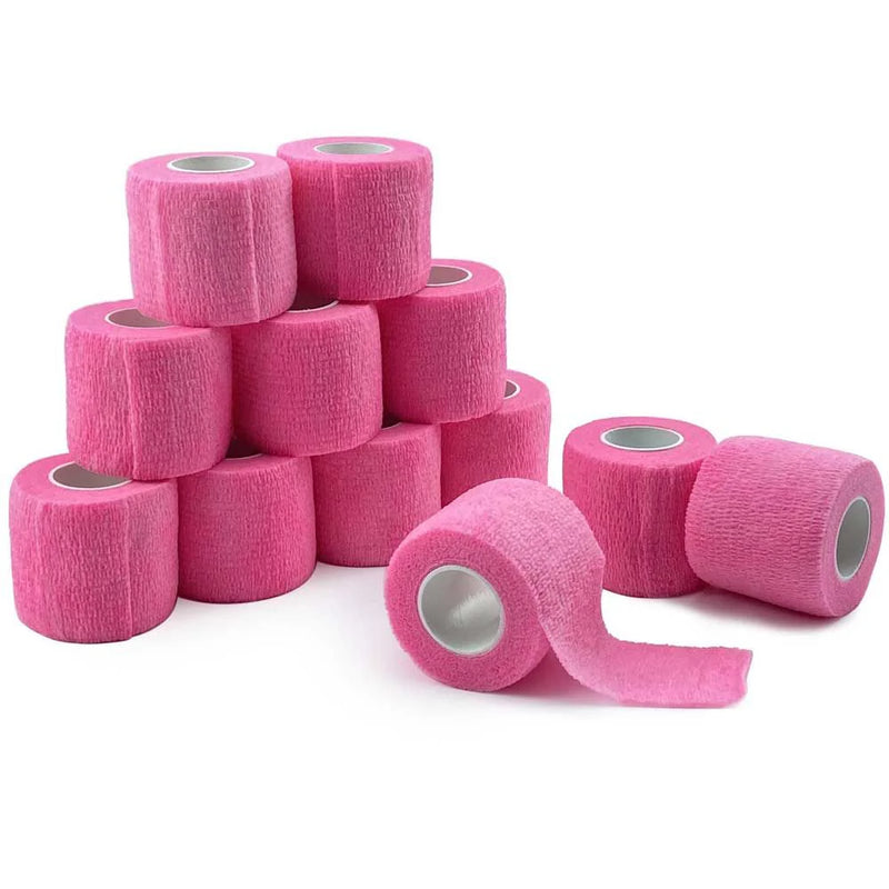 POPU Pink Cohesive Bandages 12rolls （2 Inch） - EZ TATTOO SUPPLY