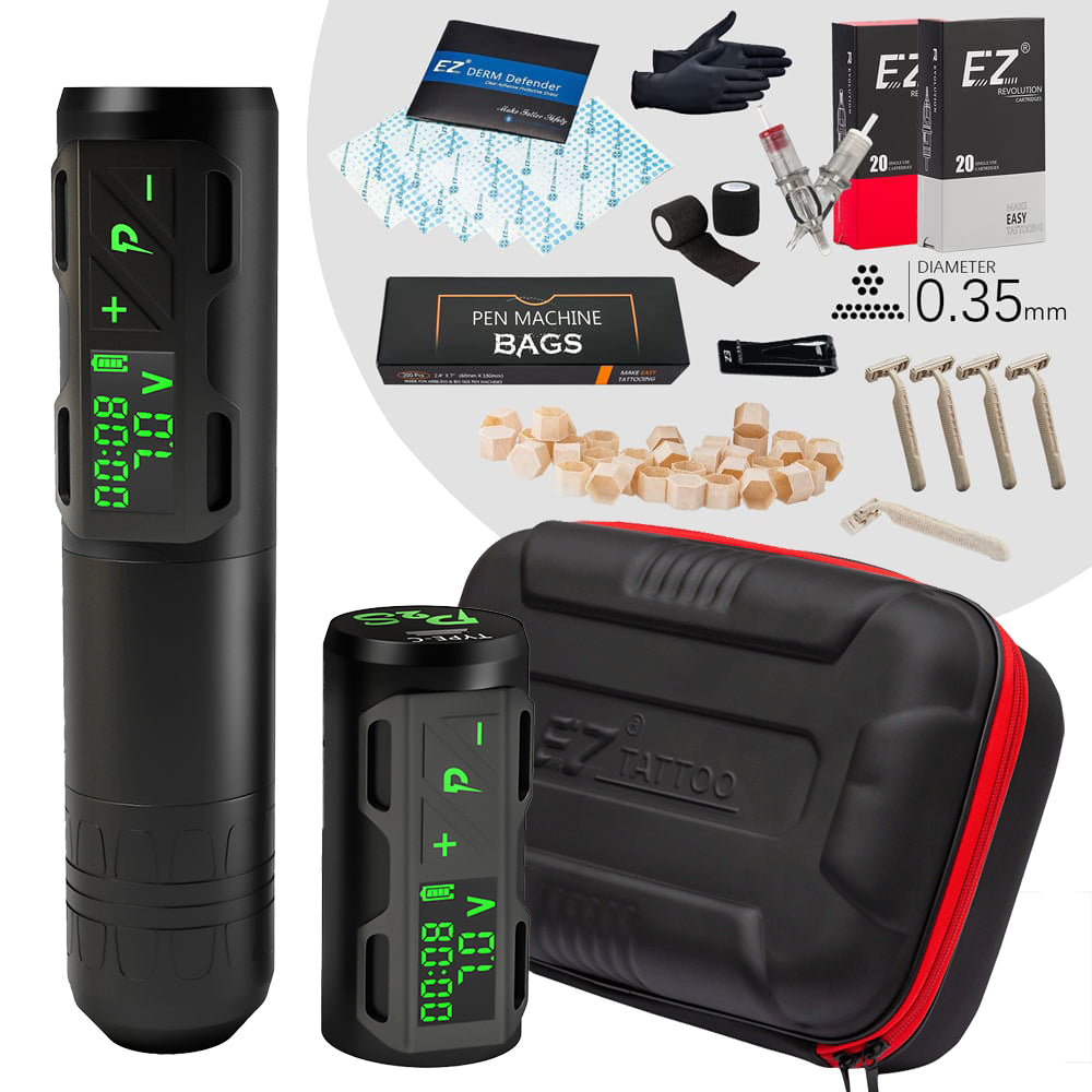 EZ Tattoo Kit P2S Wireless Tattoo Machine Basic Bundle — EZ TATTOO SUPPLY