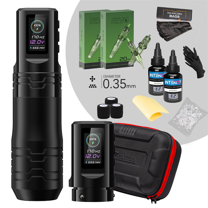 EZ P3 pro Turbo 2.0  Direct Drive Lining Black Basic Tattoo Kit  – Adjustable Stroke 5.0mm - EZ TATTOO SUPPLY