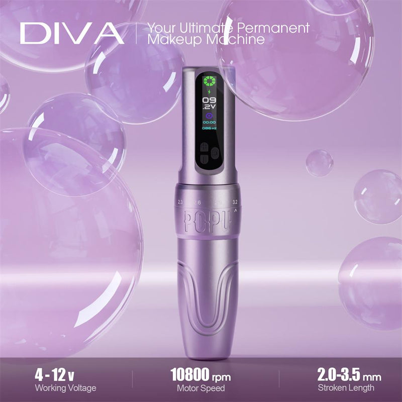 POPU DIVA Adjustable Stroke wireless Tattoo & PMU Machine - EZ TATTOO SUPPLY