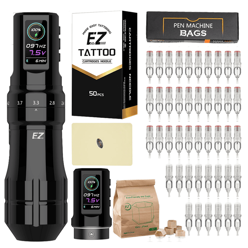 EZ P3 Pro Adjustable Stroke Wireless Tattoo Pen Basic Bundle - EZ TATTOO SUPPLY