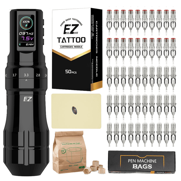 EZ P3 Pro Adjustable Stroke Wireless Tattoo Pen Basic Bundle - EZ TATTOO SUPPLY