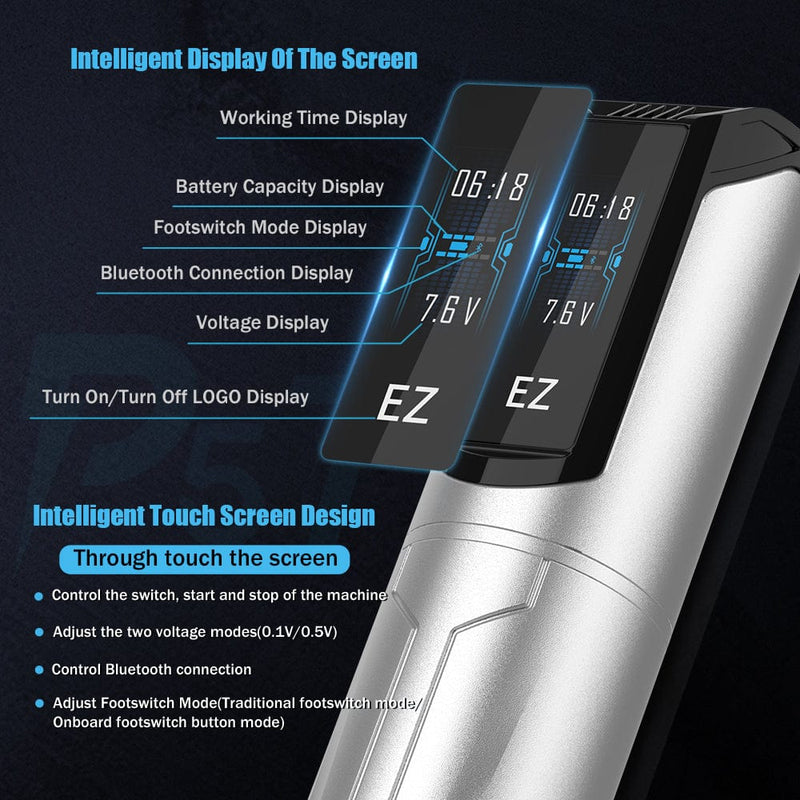 (COMING SOON)EZ P5 Touchscreen footswitch Bluetooth Wireless Battery Tattoo Pen Machine - EZ TATTOO SUPPLY
