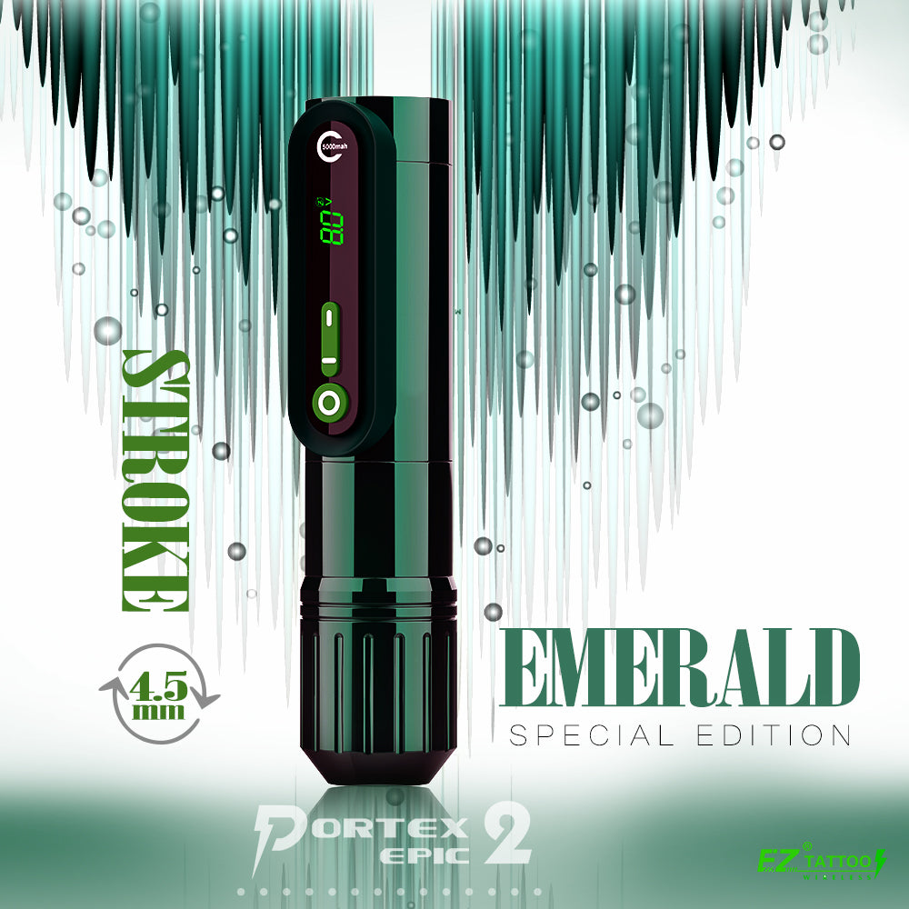 EZ P2 EPIC Emerald Wireless Tattoo Machine | 4.5mm Stroke — EZ